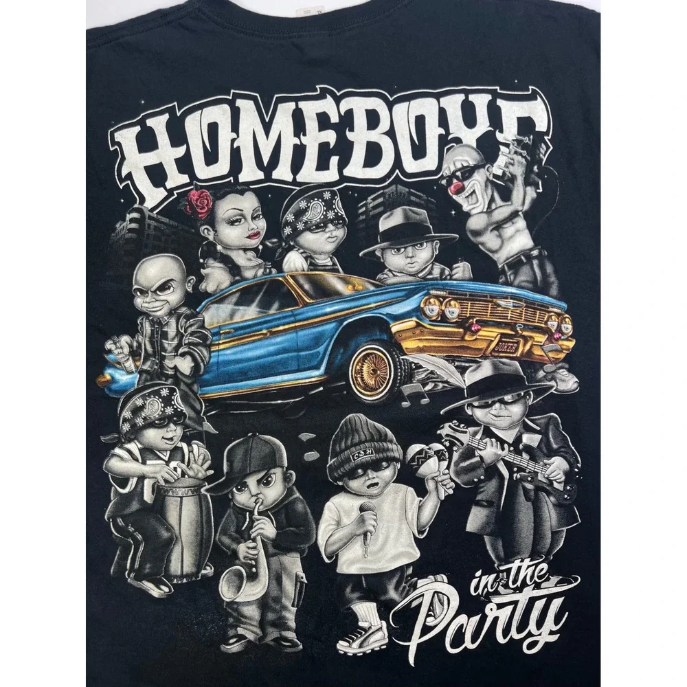Fruit of the Loom Homeboys In The Party T Shirt Mens XL Black Lowrider Graphic‎